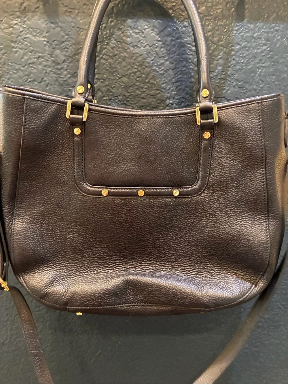 Tory Burch Black Leather Tote with Shoulder Strap